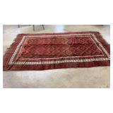 LARGE WOVEN AREA RUG: RED/BROWN