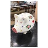HAND PAINTED FLORAL CERAMIC PIGGY BANK