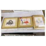 3 FRAMED ABSTRACT ART PRINTS