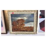 FRAMED OIL ON BOARD SCENE BY H. GARRETT