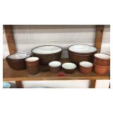 LOT OF BROWN GLAZED STONEWARE BOWLS