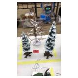 (2) DEPT 56 POLE PINE TREES & DEPT 56 WINTER BIRCH