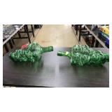 VNTG. BLOWN GREEN GLASS GRAPE DECANTERS