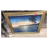 FRAMED/SIGNED OIL ON CANVAS COASTAL SCENE