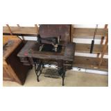 ANTQ. DOMESTIC SEWING MACHINE AND TABLE