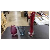 LOT OF COLORED GLASS VASES