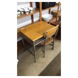 ANTQ METAL & WOOD CHILDS SCHOOL DESK WITH CHAIR