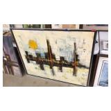 FRAMED/SIGNED OIL ON CANVAS CITY SCAPE