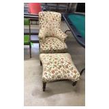UPHOLSTERED ARM CHAIR WITH OTTOMAN