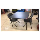 BLACK FOLDING CARD TABLE WITH 2 CHAIRS