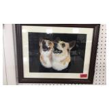 FRAMED/SIGNED PAIR OF CORGIS PORTRAIT