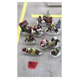 7PC DEPT 56 MINI ELF, SANTA & MRS.CLAUS FIGURINES