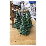 3 AVON CERAMIC CHRISTMAS TREES CANDLE HOLDERS