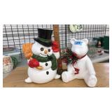 SNOWMAN CANDLE HOLDER & TEDDY BEAR DECOR