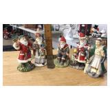 5 POLYSTONE CHRISTMAS SANTA FIGURINES