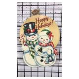 VNTG."HAPPY HOLIDAYS" WOODEN CHRISTMAS DECOR