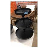DECORATIVE 3 TIER BLACK TRAY