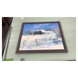 FRAMED OIL ON CANVAS WINTER SCENE