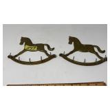 2 BRASS ROCKING HORSE KEY HOLDERS