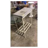STONE TOP, METAL LEG OUTDOOR TABLE