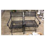 PAIR OF IRON OUTDOOR ARM CHAIRS