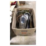 BOX OF METAL BASKETS, SERVING PCS ETC