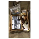 BOX OF ASST. CASSETTE TAPES AND MISC DECOR