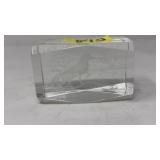 3D LASSER ETCHED CRYSTAL GLASS FOX PAPERWEIGHT