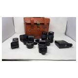 VNTG. CAMERA BAG AND ASST LENSES