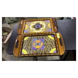 PAIR OF VINTAGE BUTTERFLY WING SERVING TRAYS