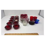 LOT OF COLORED GLASS CANDLE VOTIVES