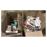 2 BOXES OF AST PAINT SUPPLIES, OFFICE SUPPLIES ETC