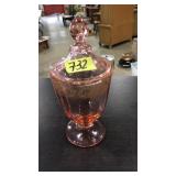 PINK DEPRESSION GLASS LIDDED CANDY DISH