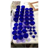 COBALT BLUE & CLEAR STEM GLASSWARE SET