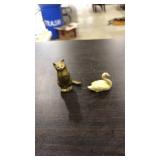 2 CAST METAL MINI FIGURINES: FOX & SWAN
