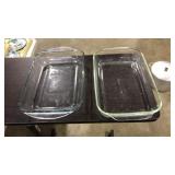 2 CLEAR GLASS PYREX CASSEROLE DISHES