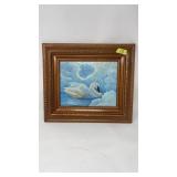 FRANKIE PARDOE SNOW SWAN OIL ON BOARD