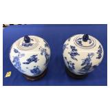 PAIR OF CHINESE BLUE&WHITE PORCELAIN GINGER JARS