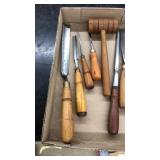 BOX LOT OF HAND WOOD CARVING TOOLS