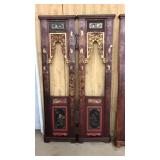 CHINESE GILT, RED& BLACK LACQUERED 2 PANEL SCREEN