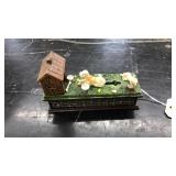 VNTG. CAST IRON DOG & DOG HOUSE COIN BANK