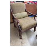 NEO CLASSICAL FRUITWOOD & UPHOLSTERED ARM CHAIR