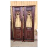 CHINESE GIILT & RED LACQUERED 2 PANEL SCREEN