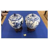 PAIR OF ASIAN BLUE&WHITE PORCELAIN GINGER JARS
