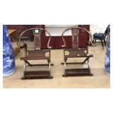 PAIR OF CHINESE COPPER MOUNT FRUITWOOD CHAIRS