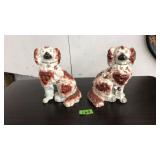 PAIR OF ANTQ. PORCELAIN STAFFORDSHIRE STYLE DOGS