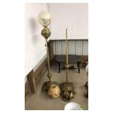 VICTORIAN BRASS CLAW FOOT FLOOR LAMPS W/ GLOBES