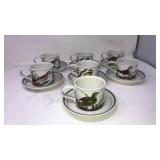 14PC PORTMEIRION "BIRDS OF BRITAIN" TEACUPS/SAUCER