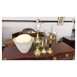 3 BRASS SIDE TABLE LAMPS