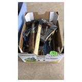 BOX OF ASST TOOLS AND HARDWARE